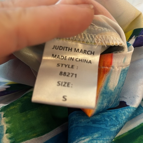 Judith March silky one shoulder colorful maxi dress with side slit, EUC! - Picture 10 of 10